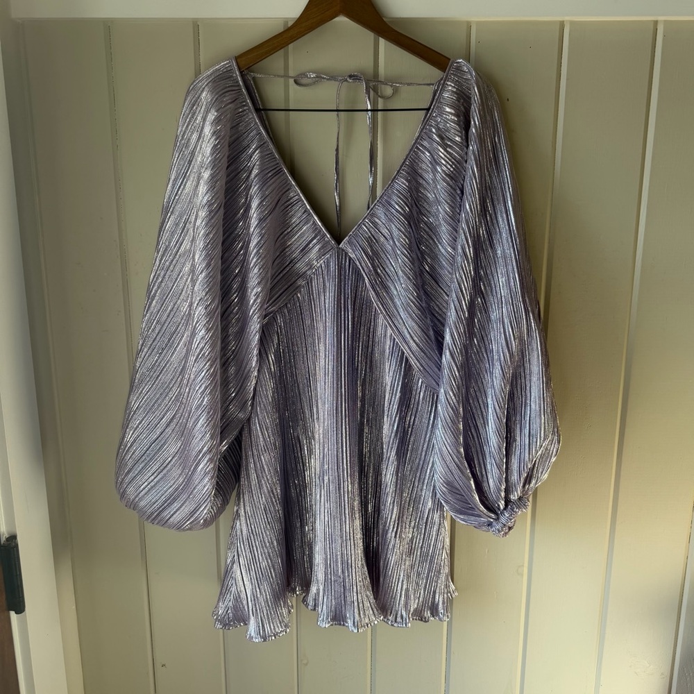 Nasty Gal Metallic Purple Silver Dress, Open Back, Size 2, NWOT